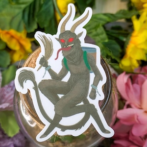 Krampus, Fun Spooky Christmas Vinyl Sticker for Laptop or Tablet