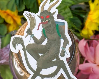 Krampus, Fun Spooky Christmas Vinyl Sticker for Laptop or Tablet