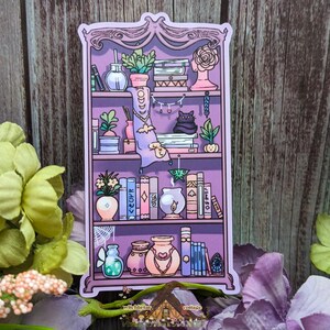Witchy Bookshelf Vinyl Sticker, Dark Academia, for Laptop or Water Bottle