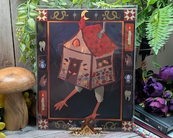 Baba Yaga Chicken-Footed Hut, Art Prints, Dark Cottagecore Folklore