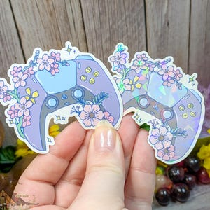 Floral Game Controller, Console Gaming Sticker for Laptop or Water Bottle