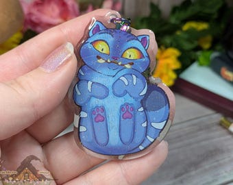 Derpy Loaf Mode Keychain, Cute Blue Tiger Bag Charm