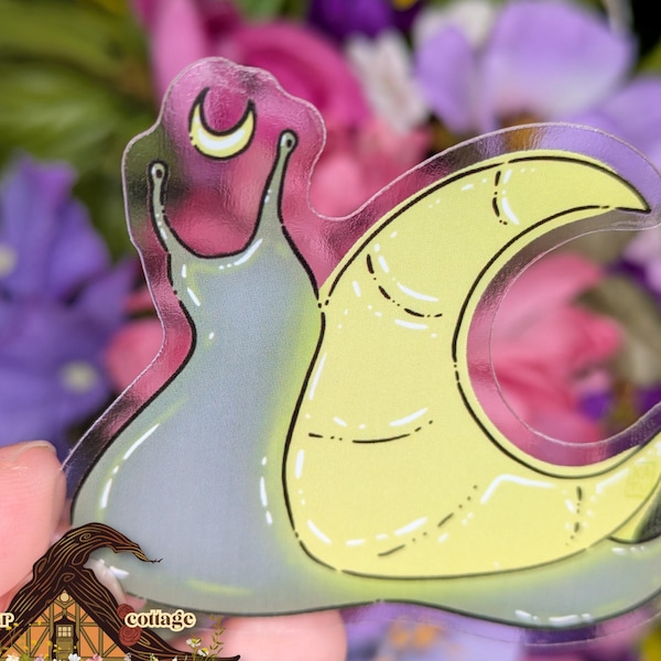 Pegatina transparente de caracol lunar, Goblincore, pegatinas de naturaleza, vinilo para portátil o botella de agua.