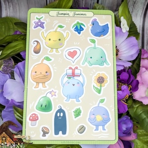 Folha de adesivos Stardew Valley Junimo, adorável folha de adesivos de vinil 4x6 para laptops e agendas