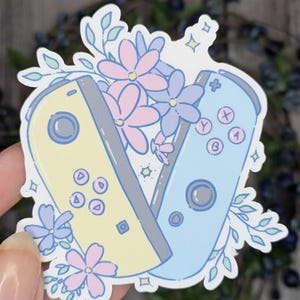 Joycons and Flowers, kawaii schattige videogamesticker, stickers voor laptop of bidon