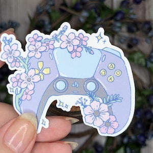 ノートパソコンやウォーターボトルに使える花柄 PS5 コントローラー ゲーム ステッカー
