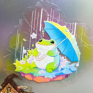 Frosch Regen Suncatcher Fensterbild, Fensteraufkleber Frosch Regen Suncatcher