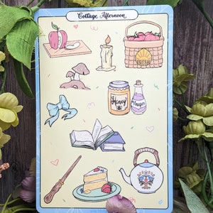 Cottage Afternoon Sticker Sheet, Trendy Boho Cottagecore Stickers