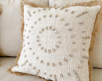 Pillow Cover with Cowrie shells