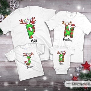 Personalized Christmas Family T-Shirt | Monogrammed Family Christmas Shirt | Custom Matching Family Tee | Initial Christmas Shirt