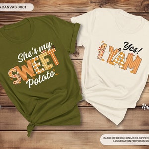 She&#39;s My Sweet Potato Yes I Yam Couples Shirt | Couple Thanksgiving Shirts | Funny Thanksgiving Shirt | Best Friend Shirt | Husband Wife Tee