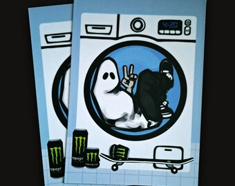 Washing Machine Ghost A6 Print