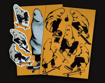 Skater Ghost A6 Print