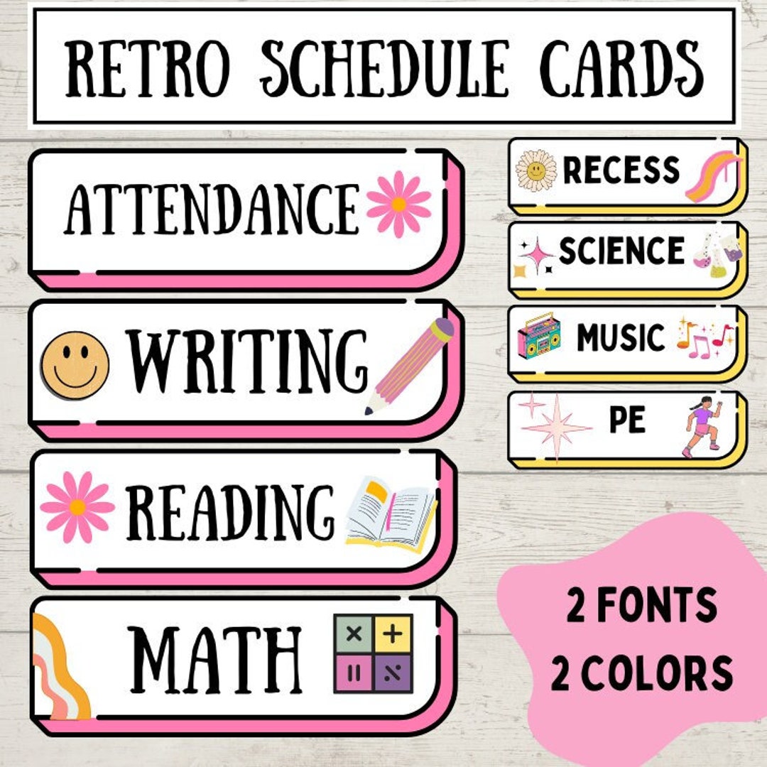 Retro Daily Schedule Cards Retro Classroom Decor Back to Etsy