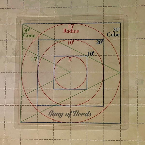 Spell Area of Effect (AoE) Template for DnD, Pathfinder, or TTRPG - Clear