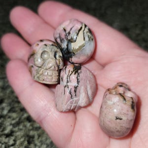 Unique Tiny Rhodonite Skull Crystal, 1 Mini Skull