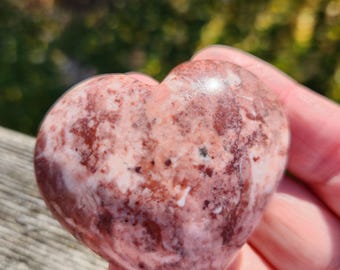 Strawberry Onyx Crystal Heart with Druzy - High Polish AAA Grade