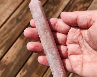 Sparkly Pink Amethyst Crystal Wand, 6 Point, Calming Massage Stone