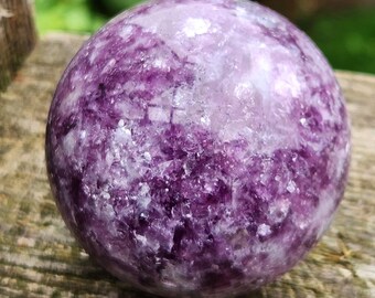 AAA Dark Purple Lepidolite Crystal Sphere with Mica