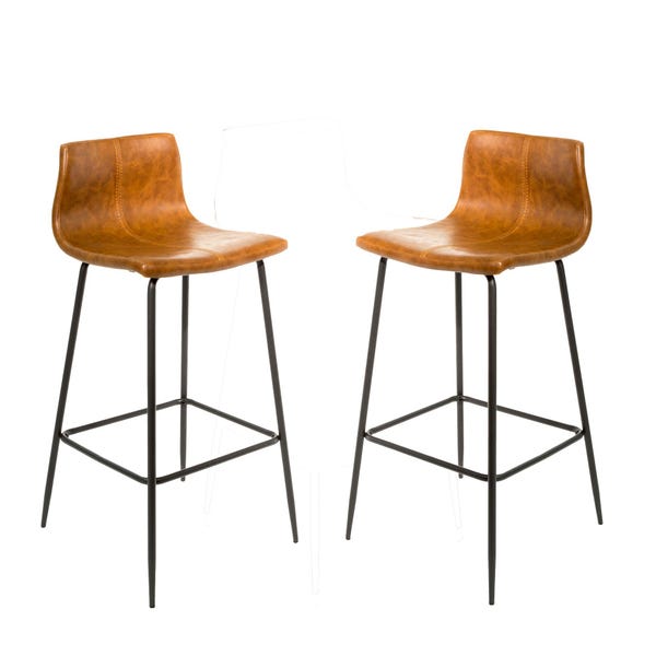 Pair of tan brown Barracuda bar stools