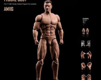 FREE US Shipping! 1/12th scale 6” ANTSIR AM116 male action figure body, 17 articulated joints, 1:12 male doll with head, hand options