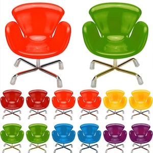 FREE SHIPPING! 1:6 Scale Mid Century Dollhouse Chair, Egg Chair, Petal Chair, Space chair, Alien chair, Groovy Barbie chair, Colorful chairs