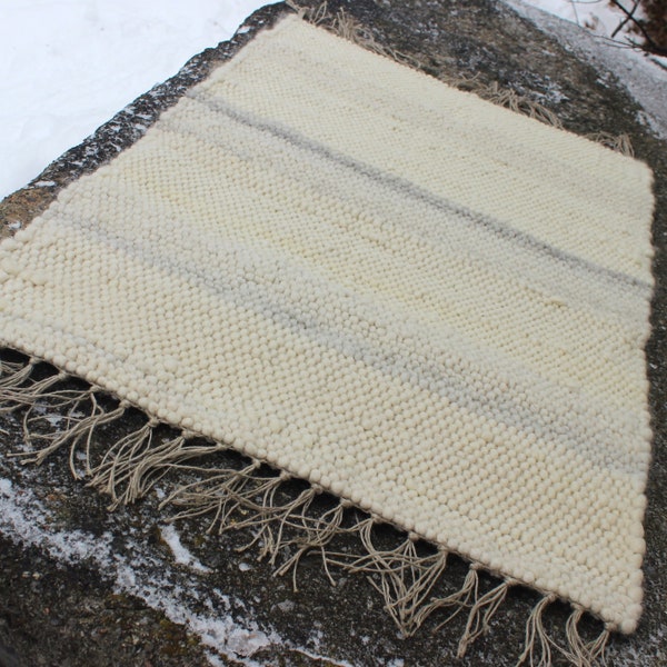 Lincoln Wool Rug Hand Woven from Home Grown Fleece, Rectangle, Textured, All Natural, No Chemicals, No Dyes, Earth Friendly