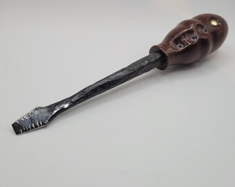 UNIQUE Basilisk-Stye Steel & Leopardwood Screwdriver, Free Personalization, Hand Carved