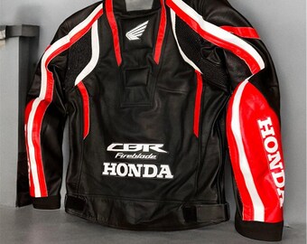 HONDA Customizable Beautiful Red CBR Antique Racing Motorcycle Leather ...