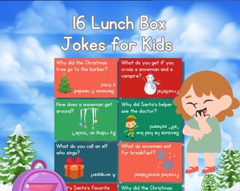 16 Kids Funny Lunch Box Notes Jokes Cards | Downloadable PDF | Kids Lunch Box Notes | Back to School Riddles | Kids School Jokes | Winter
