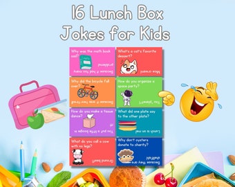 16 Kids Funny Lunch Box Notes Jokes Cards | Downloadable PDF | Kids Lunch Box Notes | Back to School Riddles | Kids School Jokes |
