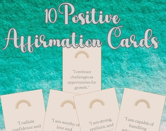 10 Tarjetas de Afirmación Positiva Imprimibles, Tarjetas de Afirmación Digitales, Baraja de Tarjetas de Afirmación, Tarjetas de Afirmación Positiva Pdf