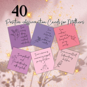 40 Positive Affirmation Cards for Mothers, Affirmation Cards Digital, Affirmation Cards Deck, Positive Affirmation Cards Pdf | PNG | JPG