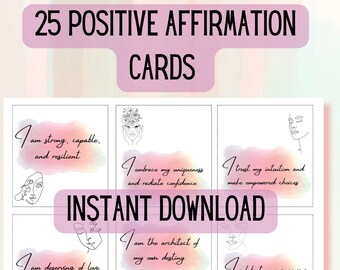 25 Positive Affirmation Cards for Women, Affirmation Cards Digital, Affirmation Cards Deck, Positive Affirmation Cards Pdf