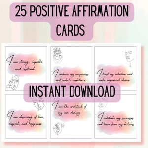 25 Positive Affirmation Cards for Women, Affirmation Cards Digital, Affirmation Cards Deck, Positive Affirmation Cards Pdf