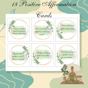 18 Positive Affirmation Cards Printable, Affirmation Cards Digital, Affirmation Cards Deck, Positive Affirmation Cards Pdf, Instant Download