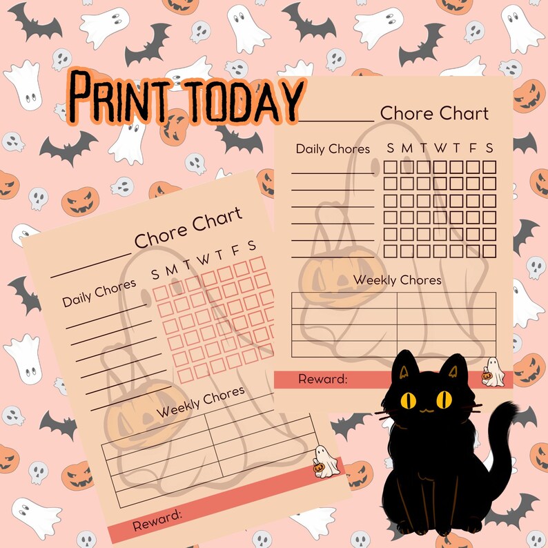 Kids Chore Chart | Printable Weekly Kids Chore Chart | Instant Download ...