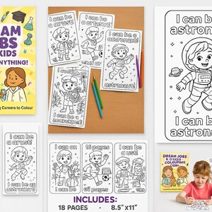 Traumjobs Malbuch für Kinder | Druckbare Affirmation Aktivität | 18 Inspirierende Karriere-Seiten | Digitaler Download | Ich kann alles sein!