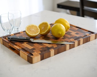Multi-specie end grain butcher board