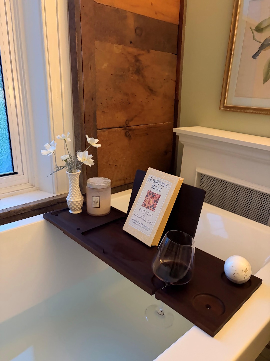 Maple Bathtub Caddy With Wine Holder