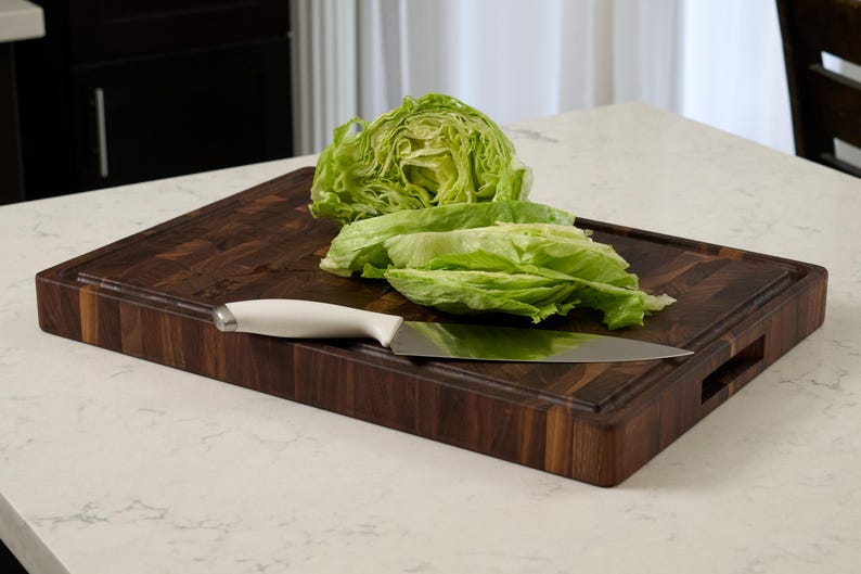 Extra Large Walnut End Grain Cutting Board with Handles - Thumbnail 2