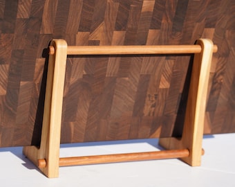 Adjustable Maple Cutting Board Stand  Butcher Block Saver  Hardware-Free Board Holder