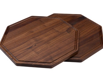 Pack of 2 Octagon shaped walnut cutting boards