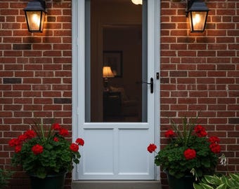 Fairview Vinyl Screen Door – Fully Assembled | White Mesh Door with Hardware & Closer