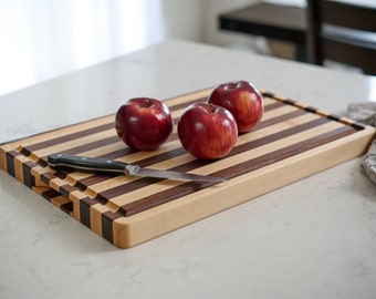 Walnut & Maple Edge Grain Cutting Board with Handles