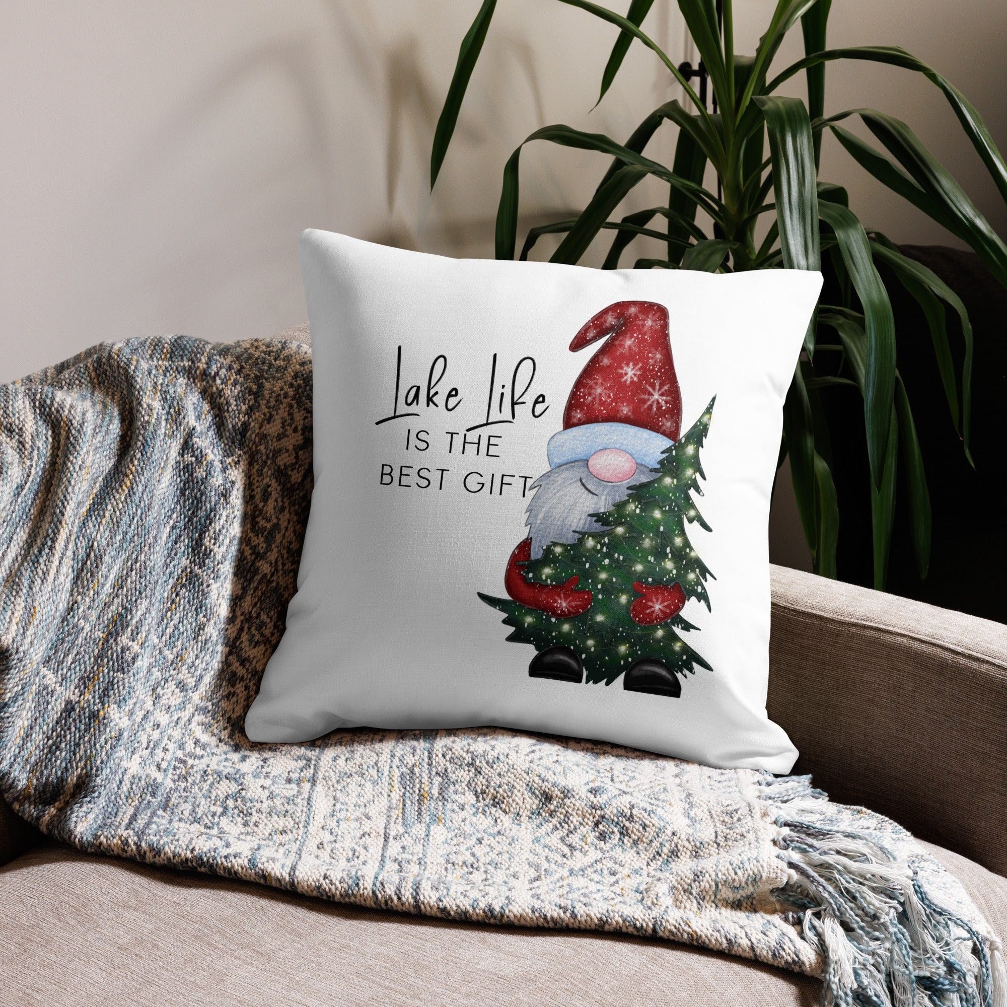 Nordic Mini Red Gift Pillow | 8x8 | Small Pillows | Small Throw Pillows |  Sister Gift | Grandma Gift | Best Friend Christmas Gift | Mom Gift