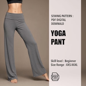Flare Yoga Pants Sewing Pattern | High Waist Stretch Pants PDF XXS-XXXL