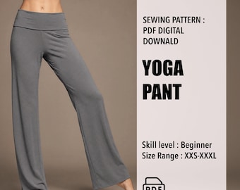 Flare Yoga Pants Sewing Pattern | High Waist Stretch Pants PDF XXS-XXXL