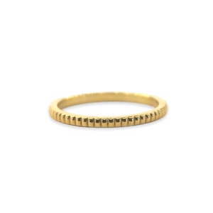 14K Solid Gold Ring Ribbed, Gold Band, Stackable Ring, 2MM Thick, Sizes 3-12 Wedding Band, Gold Ring Spacer, Elegant Simple Minimal Ring
