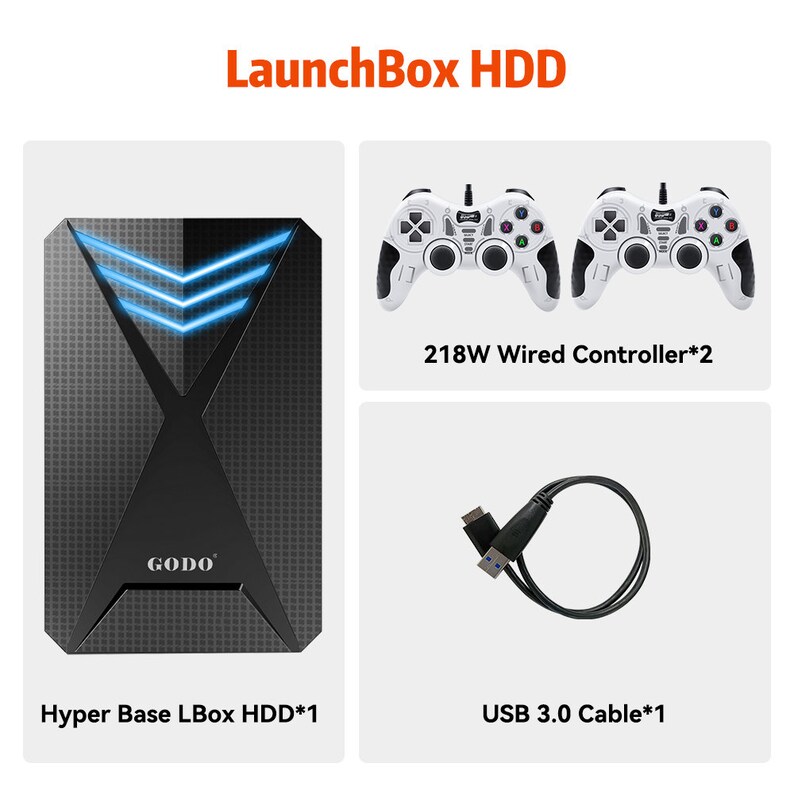 Launchbox 2T Retro Gaming Hard Drive Disk Game Console for PS4 PS3 PS2